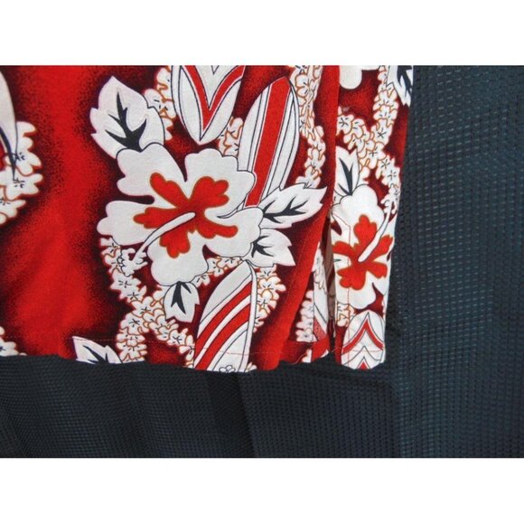 Tiki Palm Rayon Red White Hawaiian Camp Shirt XL Surf Board Lei Button Front - Picture 5 of 9